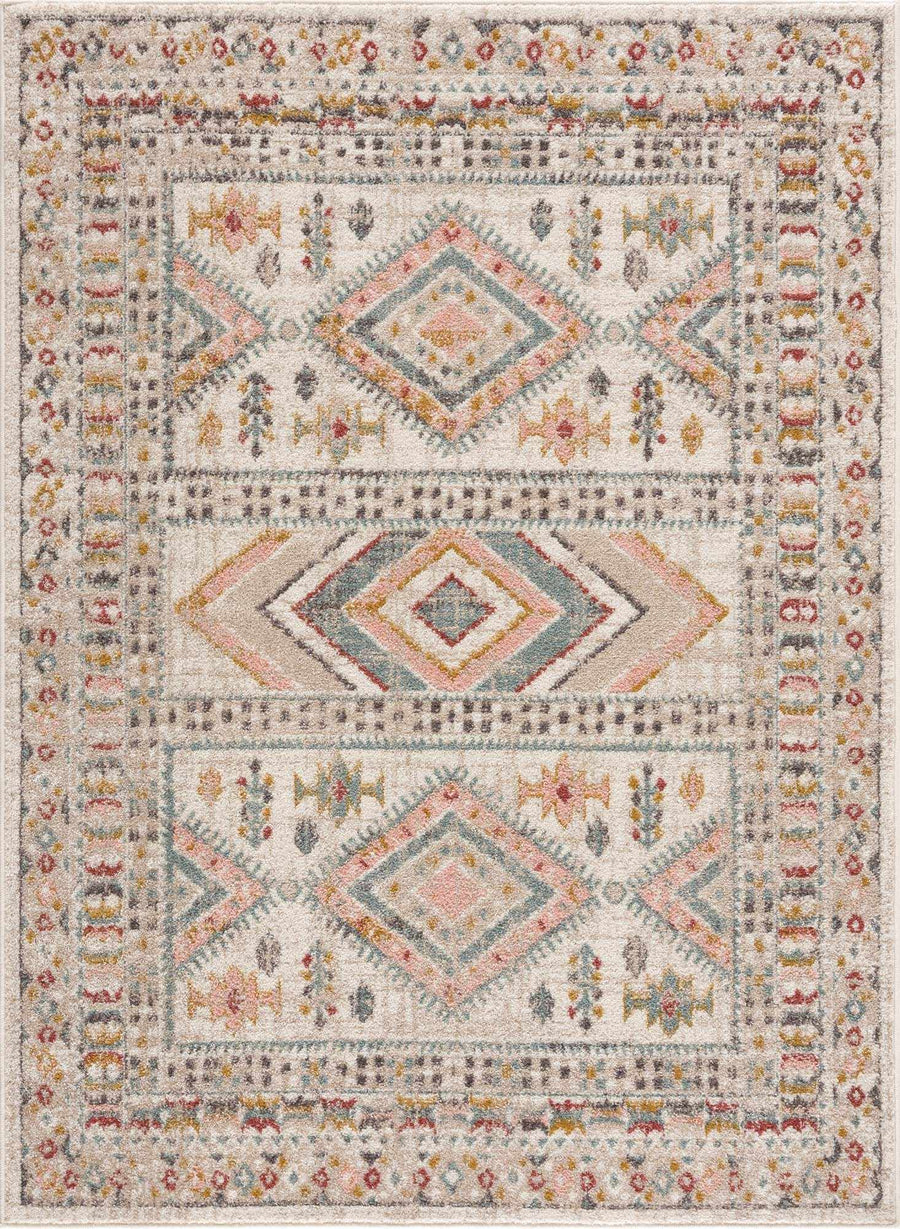 Vintage Style Woven Peach, Beige And Gray Southwestern Tribal Design Rug - The Rug Decor