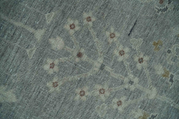 Vintage Texture, Low Pile Hand Knotted Silver and Ivory Traditional Oushak Multi Size Wool Area Rug - The Rug Decor