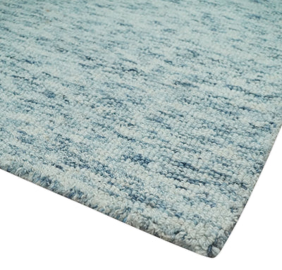 White and Blue Abstract Hand Tufted 2x3, 3x5, 5x8, 6x9, 8x10 and 9x12 Natural Wool Area Rug | UL61 - The Rug Decor