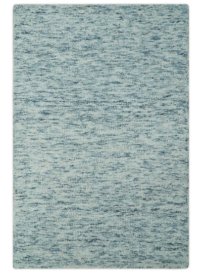 White and Blue Abstract Hand Tufted 2x3, 3x5, 5x8, 6x9, 8x10 and 9x12 Natural Wool Area Rug | UL61 - The Rug Decor