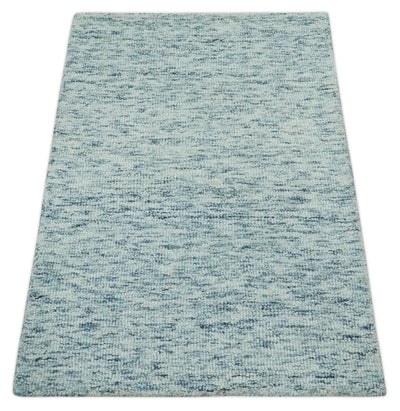 White and Blue Abstract Hand Tufted 2x3, 3x5, 5x8, 6x9, 8x10 and 9x12 Natural Wool Area Rug | UL61 - The Rug Decor