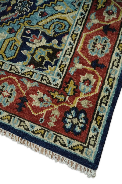 Wool 6x9 Blue and Rust Traditional Persian Antique Area Rug | TRDCP19669 - The Rug Decor