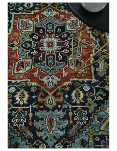 Wool 6x9 Blue and Rust Traditional Persian Antique Area Rug | TRDCP196B69 - The Rug Decor