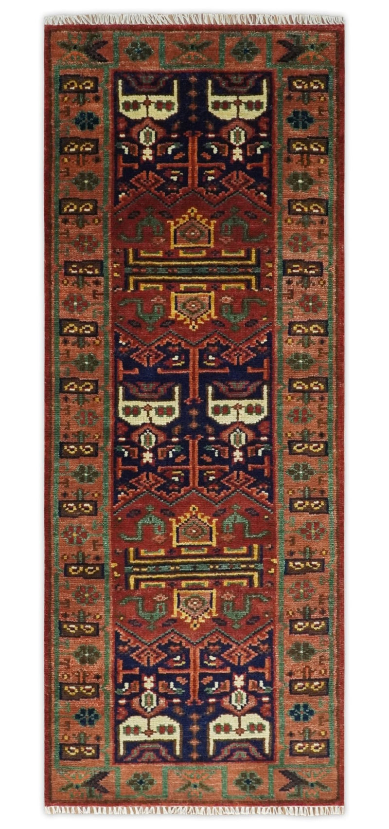 Wool Traditional Antique Vintage Persian Red and Blue Area Rug - The Rug Decor
