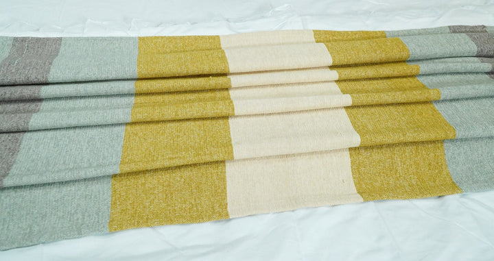 Woven Mint Green, Ivory and Yellow Cotton Throw Blanket - The Rug Decor