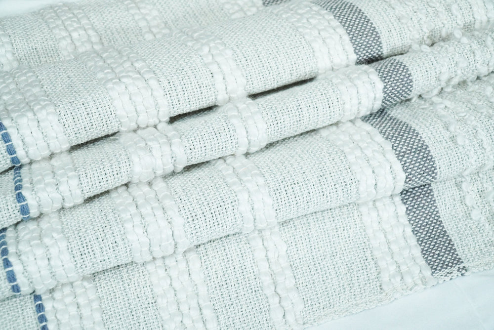 Woven Pastel Green, Gray, and Blue Cotton Throw Blanket - The Rug Decor