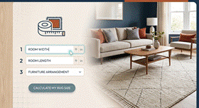 Rug size calculator tool for finding the right area rug size